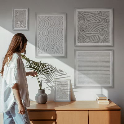 Conjunto de 5 quadros com moldura padrões de areia estruturas geometria