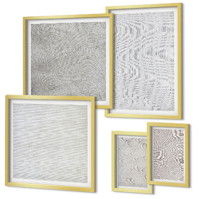 Conjunto de 5 quadros com moldura padrões de areia estruturas geometria