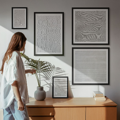 Conjunto de 5 quadros com moldura padrões de areia estruturas geometria