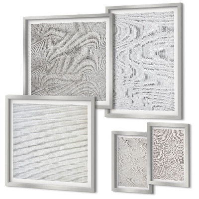 Conjunto de 5 quadros com moldura padrões de areia estruturas geometria
