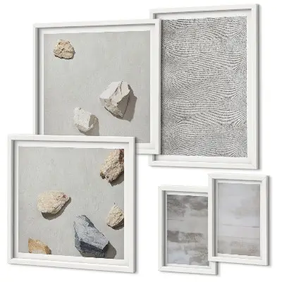 Conjunto de 5 quadros decorativos com estampas de texturas minimalistas modernas