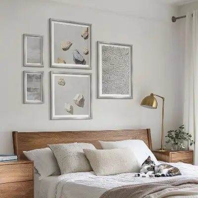 Conjunto de 5 quadros decorativos com estampas de texturas minimalistas modernas