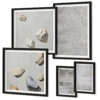 Conjunto de 5 quadros decorativos com estampas de texturas minimalistas modernas