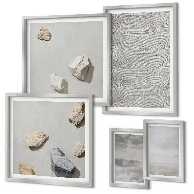 Conjunto de 5 quadros decorativos com estampas de texturas minimalistas modernas