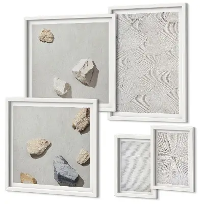 Galeria de parede com pedras geométricas de papelão