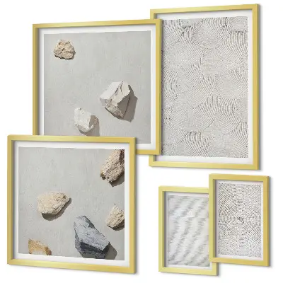 Galeria de parede com pedras geométricas de papelão