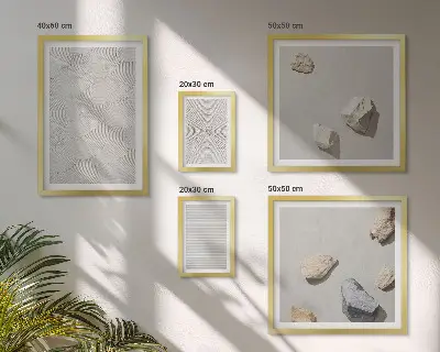 Galeria de parede com pedras geométricas de papelão