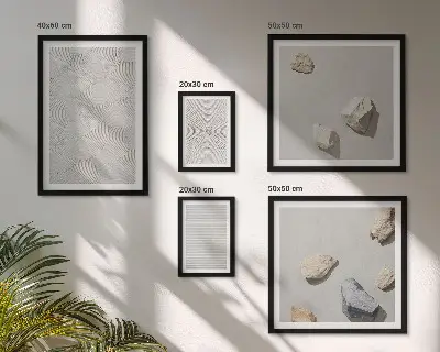 Galeria de parede com pedras geométricas de papelão