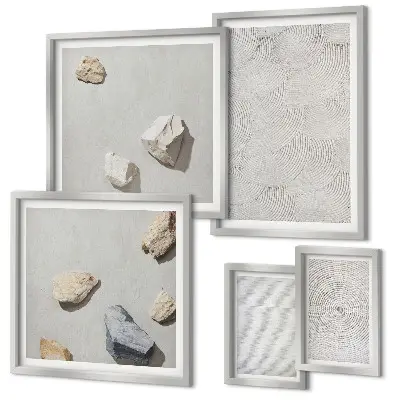 Galeria de parede com pedras geométricas de papelão