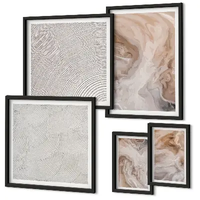 Galeria de quadros para parede com padrões de textura de pedra de mármore