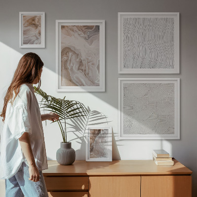 Conjunto de 5 quadros com moldura Textura de pedra com padrões de mármore