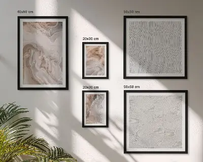 Conjunto de 5 quadros com moldura com textura de pedra e padrões de mármore