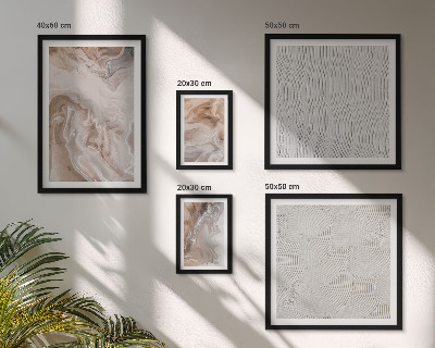 Conjunto de 5 quadros com moldura Textura de pedra com padrões de mármore