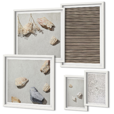 Conjunto de 5 quadros decorativos Texturas naturais de madeira e pedras