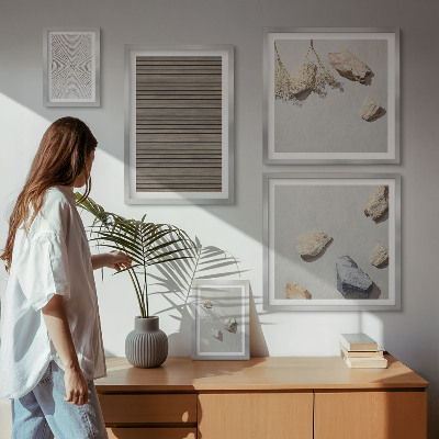Conjunto de 5 quadros decorativos Texturas naturais de madeira e pedras