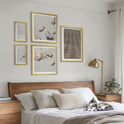 Conjunto de 5 quadros decorativos Texturas naturais de madeira e pedras
