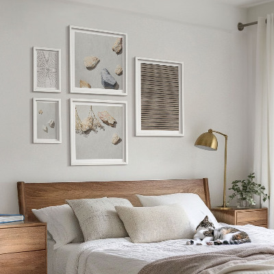 Conjunto de 5 quadros decorativos Texturas naturais de madeira e pedras