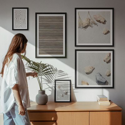 Conjunto de 5 quadros decorativos Texturas naturais de madeira e pedras