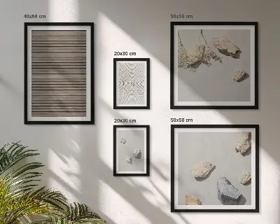 Conjunto de 5 quadros decorativos com texturas naturais de madeira e pedras