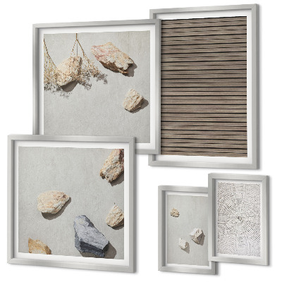 Conjunto de 5 quadros decorativos Texturas naturais de madeira e pedras