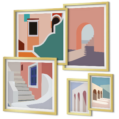 Parede galeria de quadros Gráficos arquitetônicos em tons pastel