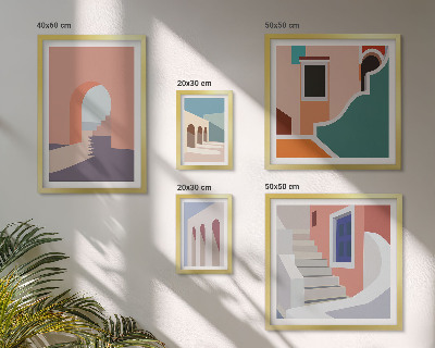 Parede galeria de quadros Gráficos arquitetônicos em tons pastel