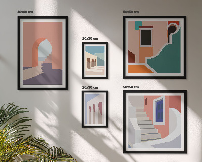 Parede galeria de quadros Gráficos arquitetônicos em tons pastel