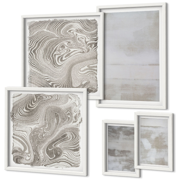 Conjunto de 5 quadros com moldura Texturas desgastadas em estilo moderno