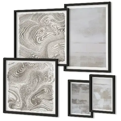 Conjunto de 5 quadros com moldura com design de texturas desgastadas em estilo moderno