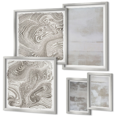 Conjunto de 5 quadros com moldura Texturas desgastadas em estilo moderno