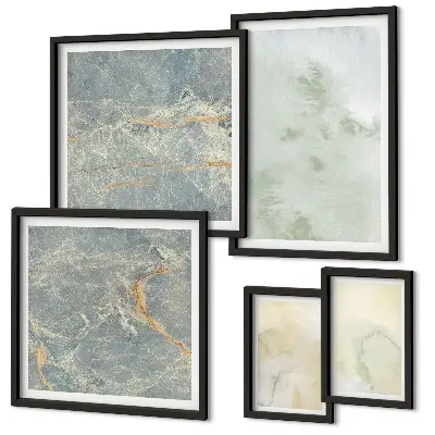 Galeria de quadros para parede com texturas de tinta aquarela em tons pastel