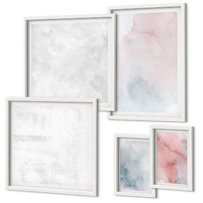 Galeria de parede Texturas em tons pastel de aquarela
