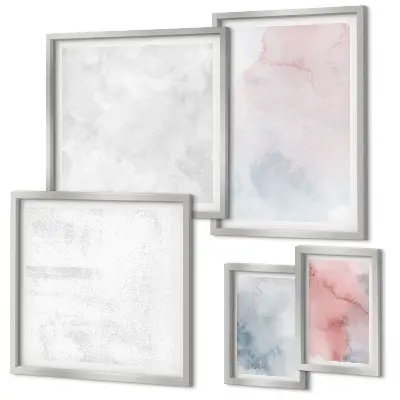 Galeria de parede com texturas em tons pastel de aquarela