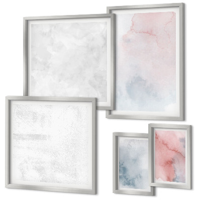 Galeria de parede Texturas em tons pastel de aquarela