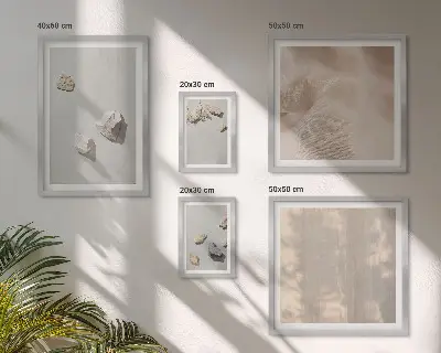 Conjunto de 5 quadros com moldura com decorações de praia em estilo boho com pedras