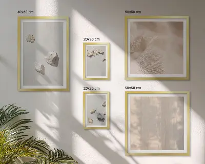 Conjunto de 5 quadros com moldura com decorações de praia em estilo boho com pedras