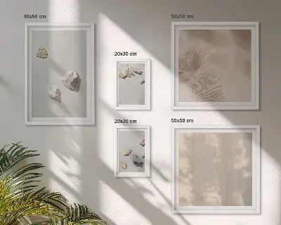 Conjunto de 5 quadros com moldura com decorações de praia em estilo boho com pedras