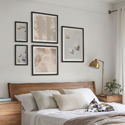 Conjunto de 5 quadros com moldura Decorações de praia em estilo boho com pedras
