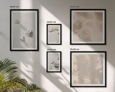 Conjunto de 5 quadros com moldura com decorações de praia em estilo boho com pedras