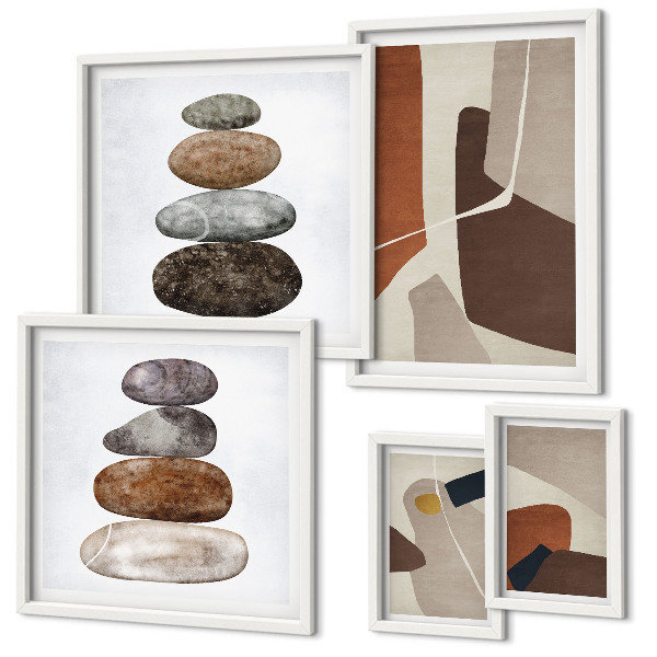 Conjunto de 5 quadros decorativos Arte abstrata boho nova