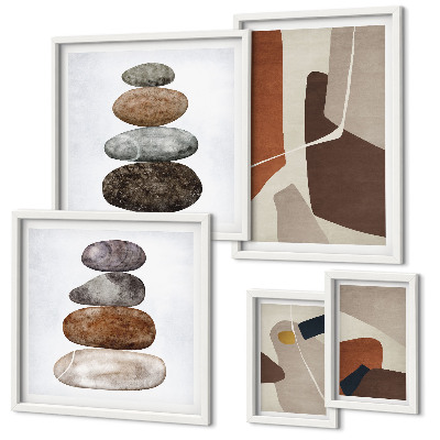 Conjunto de 5 quadros decorativos Arte abstrata boho nova