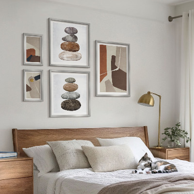 Conjunto de 5 quadros decorativos Arte abstrata boho nova