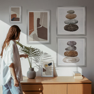Conjunto de 5 quadros decorativos Arte abstrata boho nova
