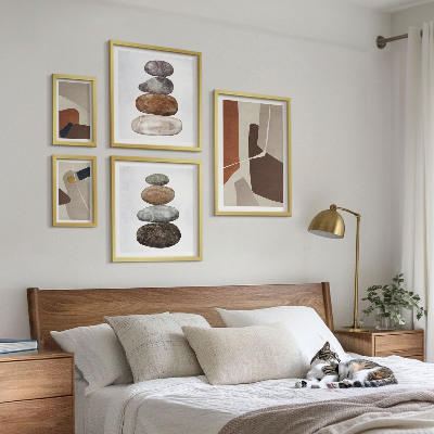 Conjunto de 5 quadros decorativos Arte abstrata boho nova