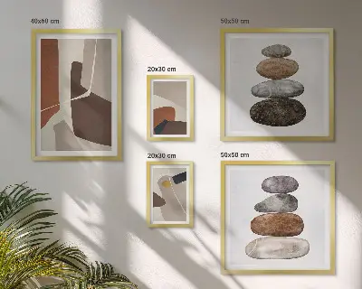 Conjunto de 5 quadros decorativos com arte abstrata estilo boho