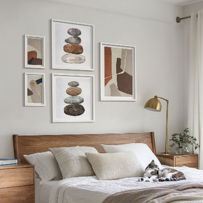 Conjunto de 5 quadros decorativos Arte abstrata boho nova