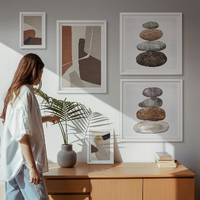Conjunto de 5 quadros decorativos Arte abstrata boho nova