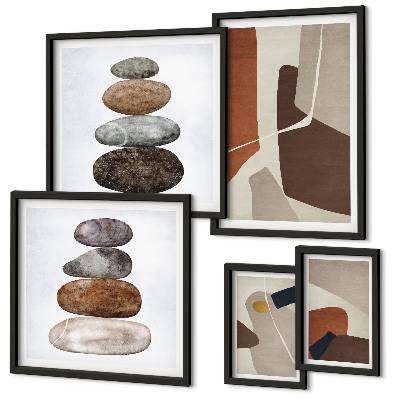 Conjunto de 5 quadros decorativos Arte abstrata boho nova