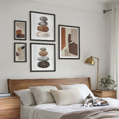 Conjunto de 5 quadros decorativos Arte abstrata boho nova