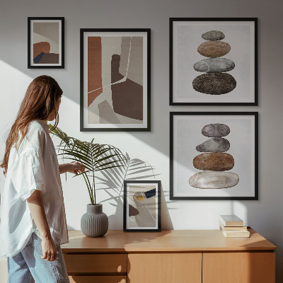 Conjunto de 5 quadros decorativos Arte abstrata boho nova